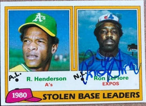 Ron Leflore Signed 1981 Topps SB Leaders Baseball Card - Montreal Expos