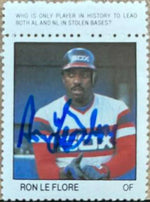 Ron Leflore Signed 1983 Fleer Stamps Baseball Card - Chicago White Sox