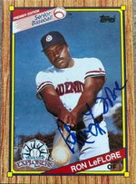 Ron Leflore Signed 1989 Topps Senior League Baseball Card