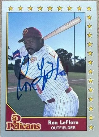 Ron Leflore Signed 1990 Pacific Senior League Baseball Card