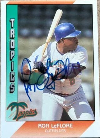 Ron Leflore Signed 1991 Pacific Senior League Baseball Card