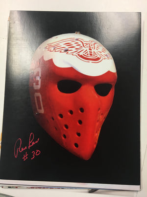 Ron Low Signed 8x10 Colour Photo - Detroit Red Wings Mask - PastPros