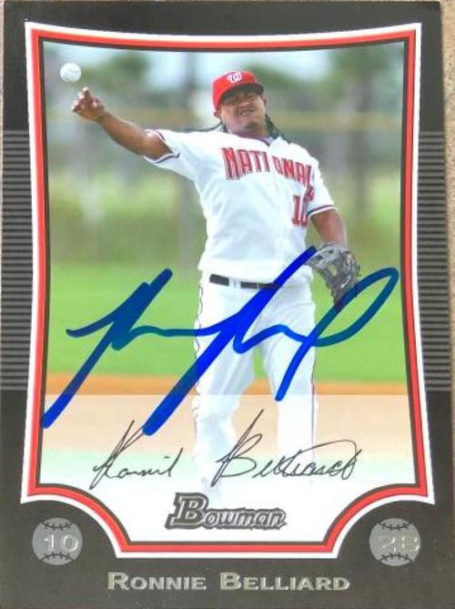 Ronnie Belliard Signed 2009 Bowman Baseball Card - Washington Nationals - PastPros