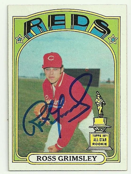Ross Grimsley Signed 1972 Topps Baseball Card - Cincinnati Reds