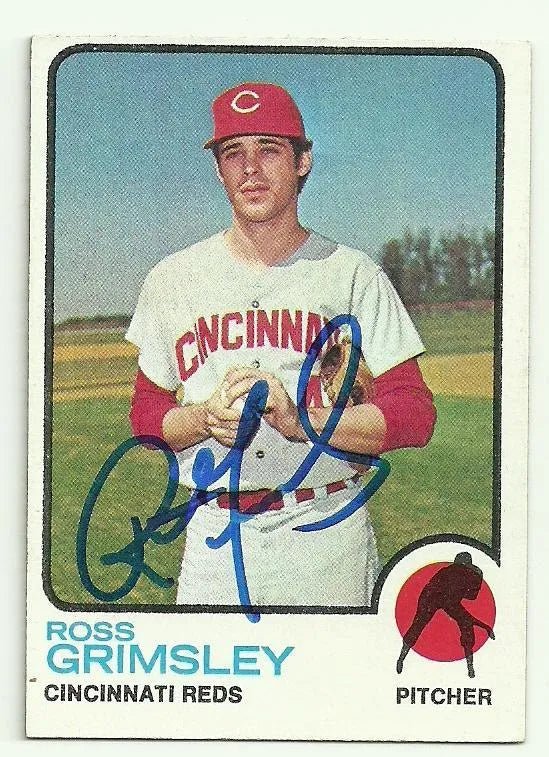 Ross Grimsley Signed 1973 Topps Baseball Card - Cincinnati Reds