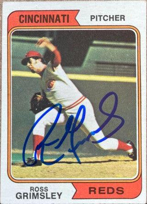 Ross Grimsley Signed 1974 Topps Baseball Card - Cincinnati Reds - PastPros
