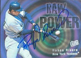 Ruben Rivera Signed 1996 Fleer Ultra Raw Power Baseball Card - New York Yankees - PastPros