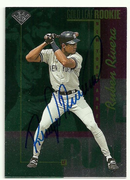 Ruben Rivera Signed 1996 Leaf Baseball Card - New York Yankees - PastPros