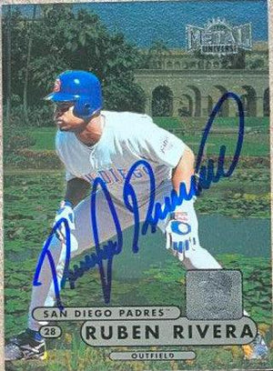 Ruben Rivera Signed 1998 Metal Universe Baseball Card - San Diego Padres - PastPros