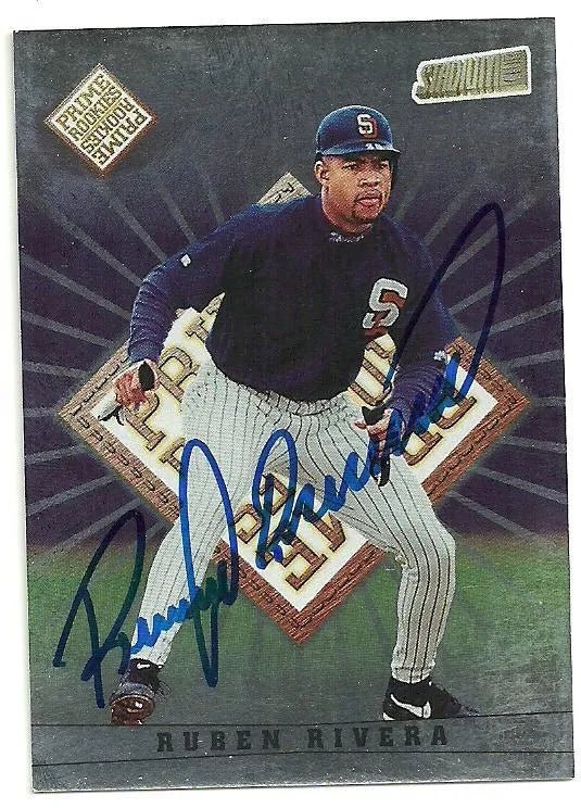 Ruben Rivera Signed 1998 Stadium Club Baseball Card - San Diego Padres