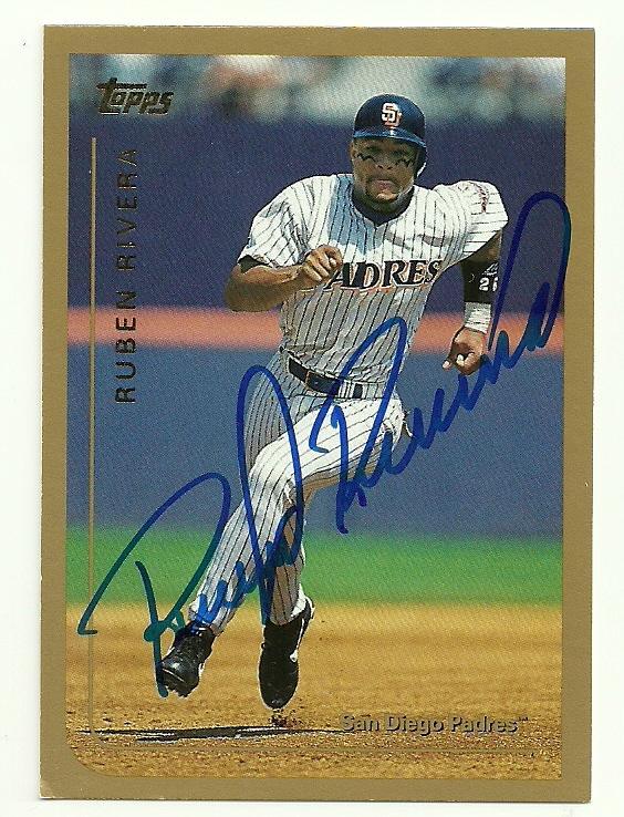 Ruben Rivera Signed 1999 Topps Baseball Card - San Diego Padres - PastPros
