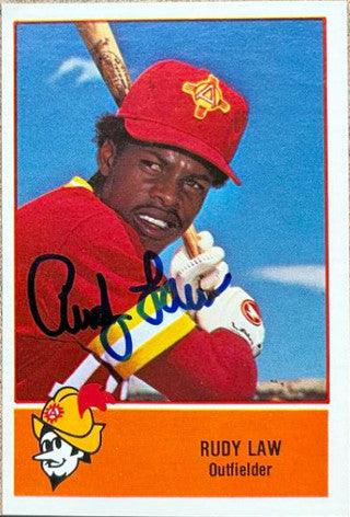 Rudy Law Signed 1978 Cramer Baseball Card - Albuquerque Dukes - PastPros