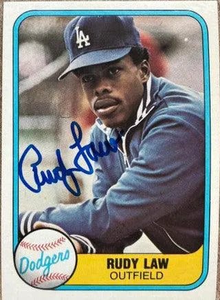 Rudy Law Signed 1981 Fleer Baseball Card - Los Angeles Dodgers