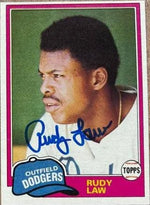 Rudy Law Signed 1981 Topps Baseball Card - Los Angeles Dodgers
