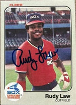 Rudy Law Signed 1983 Fleer Baseball Card - Chicago White Sox