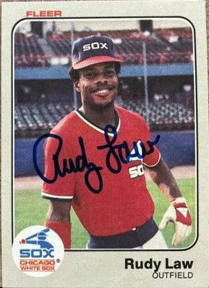 Rudy Law Signed 1983 Fleer Baseball Card - Chicago White Sox