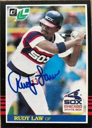 Rudy Law Signed 1985 Leaf Baseball Card - Chicago White Sox - PastPros