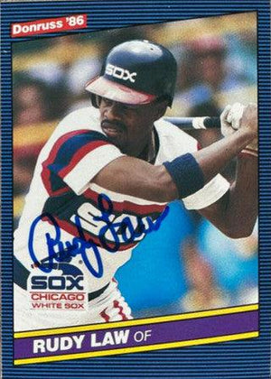Rudy Law Signed 1986 Donruss Baseball Card - Chicago White Sox - PastPros