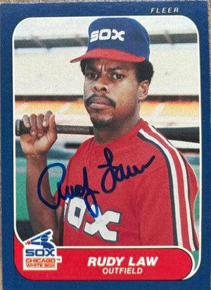 Rudy Law Signed 1986 Fleer Baseball Card - Chicago White Sox - PastPros