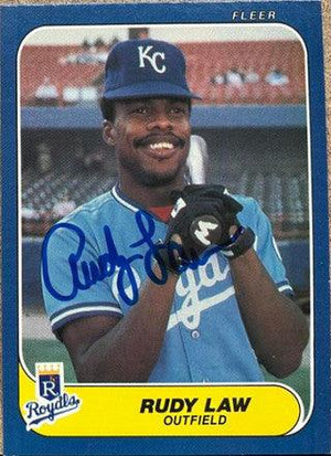 Rudy Law Signed 1986 Fleer Update Baseball Card - Kansas City Royals - PastPros