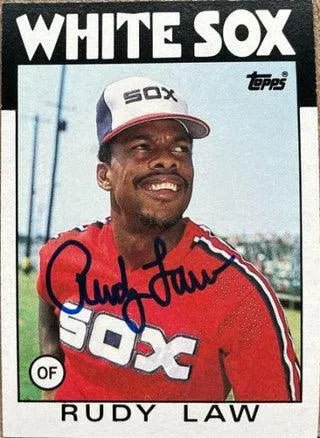 Rudy Law Signed 1986 Topps Baseball Card - Chicago White Sox