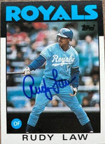 Rudy Law Signed 1986 Topps Traded Baseball Card - Kansas City Royals - PastPros