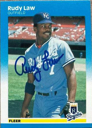 Rudy Law Signed 1987 Fleer Baseball Card - Kansas City Royals - PastPros