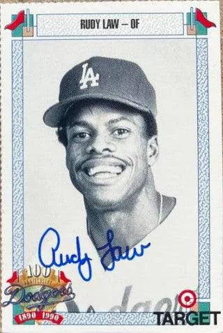 Rudy Law Signed 1990 Target Baseball Card - Los Angeles Dodgers