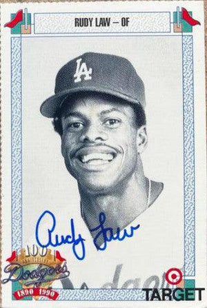 Rudy Law Signed 1990 Target Baseball Card - Los Angeles Dodgers - PastPros