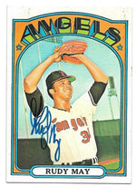 Rudy May Signed 1972 Topps Baseball Card - California Angels - PastPros