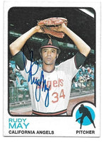 Rudy May Signed 1973 Topps Baseball Card - California Angels