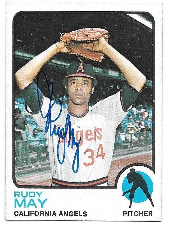 Rudy May Signed 1973 Topps Baseball Card - California Angels