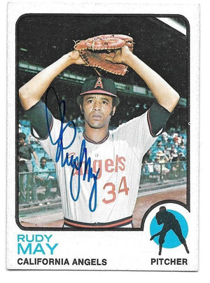 Rudy May Signed 1973 Topps Baseball Card - California Angels - PastPros