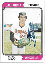 Rudy May Signed 1974 Topps Baseball Card - California Angels
