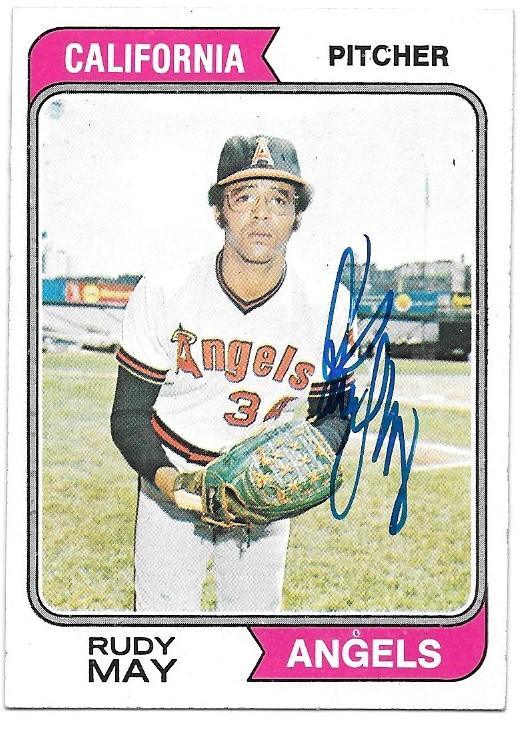 Rudy May Signed 1974 Topps Baseball Card - California Angels - PastPros