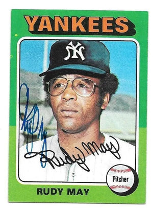 Rudy May Signed 1975 Topps Baseball Card - New York Yankees
