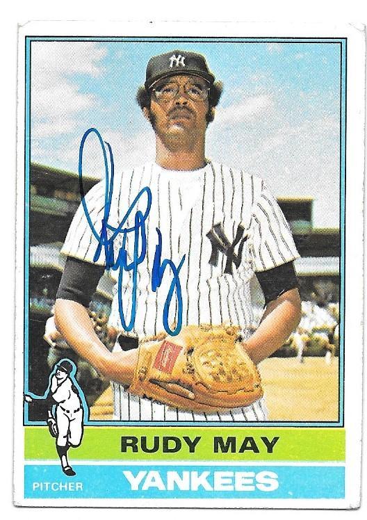 Rudy May Signed 1976 Topps Baseball Card - New York Yankees - PastPros