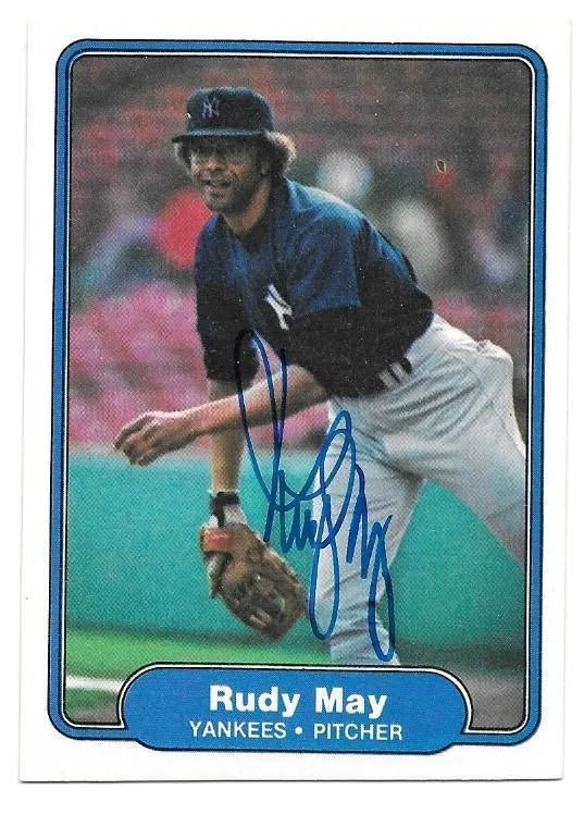 Rudy May Signed 1982 Fleer Baseball Card - New York Yankees