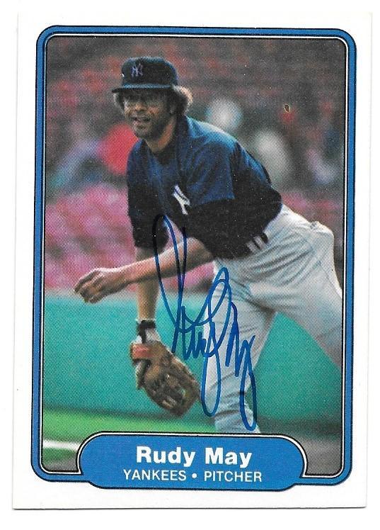 Rudy May Signed 1982 Fleer Baseball Card - New York Yankees - PastPros