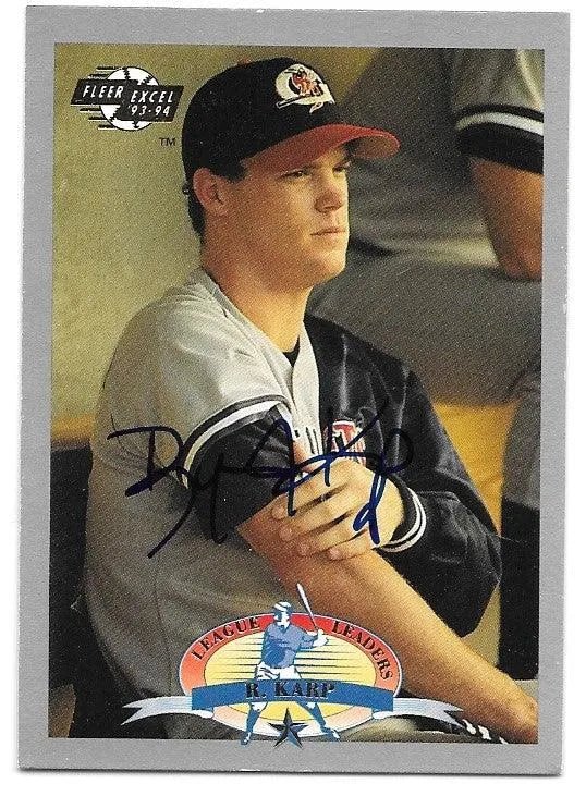Ryan Karp Signed 1993-94 Fleer Excel Baseball Card - Greensboro Hornets - League Leaders
