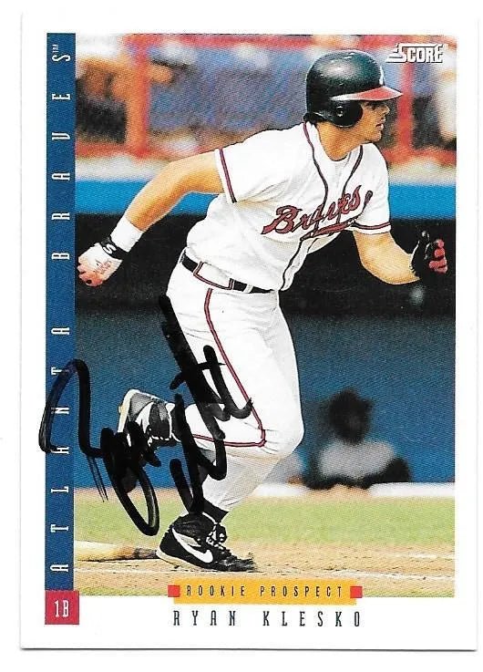 Ryan Klesko Signed 1993 Score Baseball Card - Atlanta Braves
