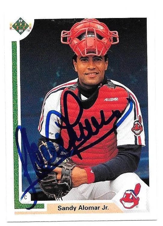 Sandy Alomar Jr Signed 1991 Upper Deck Baseball Card - Cleveland Indians