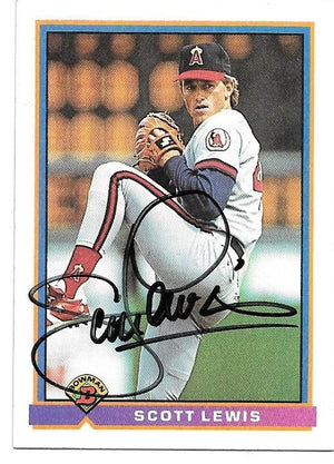 Scott Lewis Signed 1991 Bowman Baseball Card - California Angels - PastPros