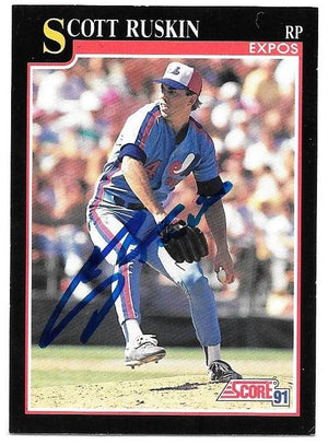 Scott Ruskin Signed 1991 Score Baseball Card - Montreal Expos - PastPros