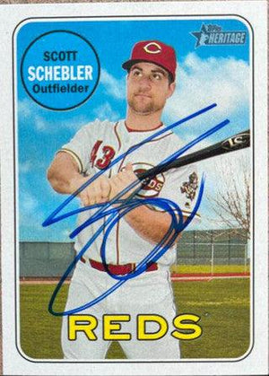 Scott Schebler Signed 2018 Topps Heritage Baseball Card - Cincinnati Reds - PastPros