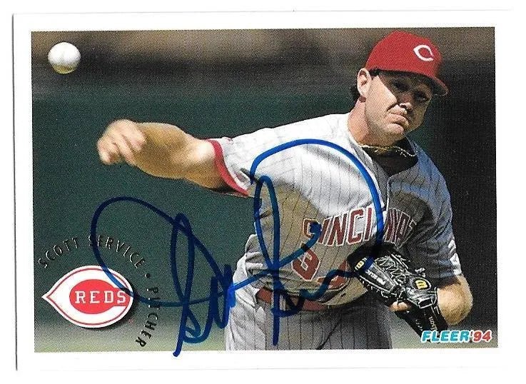 Scott Service Signed 1994 Fleer Baseball Card - Cincinnati Reds