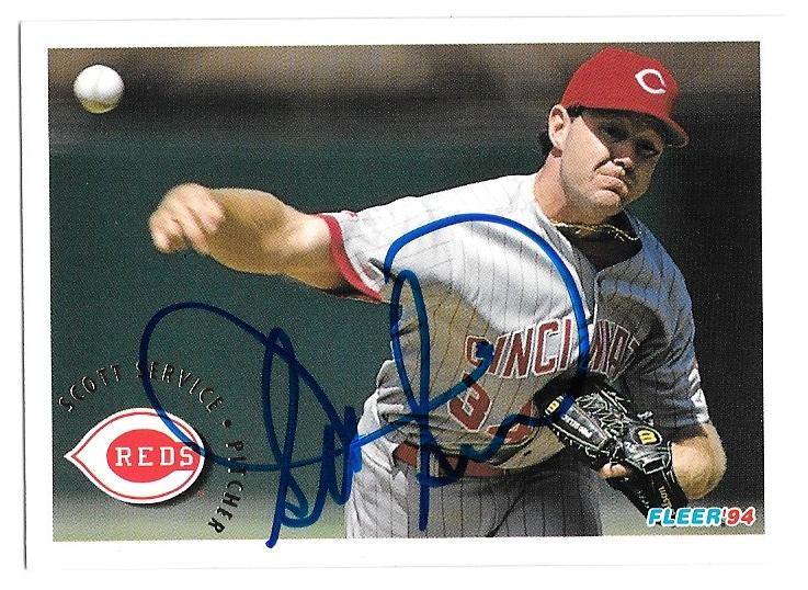 Scott Service Signed 1994 Fleer Baseball Card - Cincinnati Reds - PastPros