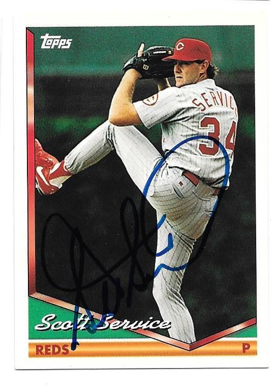 Scott Service Signed 1994 Topps Baseball Card - Cincinnati Reds - PastPros