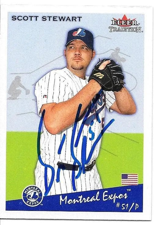 Scott Stewart Signed 2002 Fleer Tradition Baseball Card - Montreal Expos