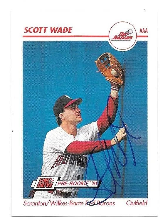 Scott Wade Signed 1991 Line Drive AAA Baseball Card